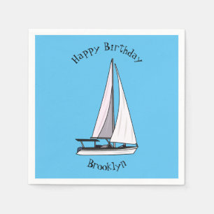 Sailboat cartoon illustration napkins