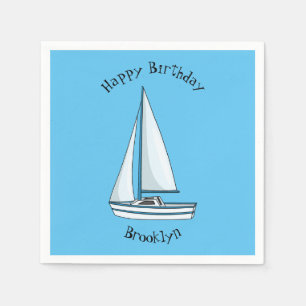 Sailboat cartoon illustration napkins
