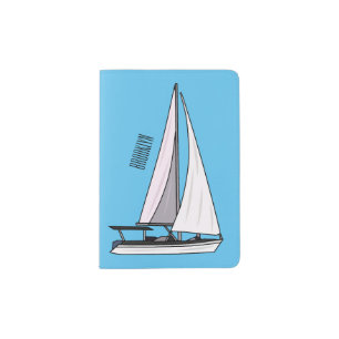 Sailboat cartoon illustration passport holder
