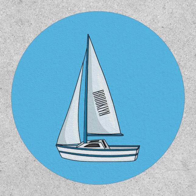 Sailboat cartoon illustration patch (Front)