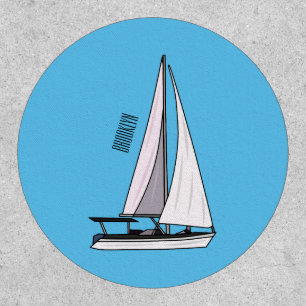 Sailboat cartoon illustration patch