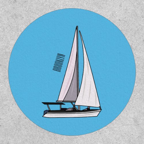 Sailboat cartoon illustration patch