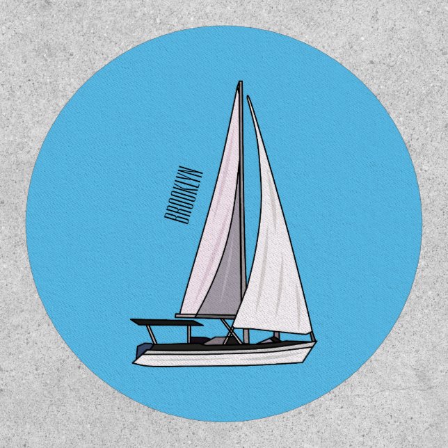 Sailboat cartoon illustration patch (Front)