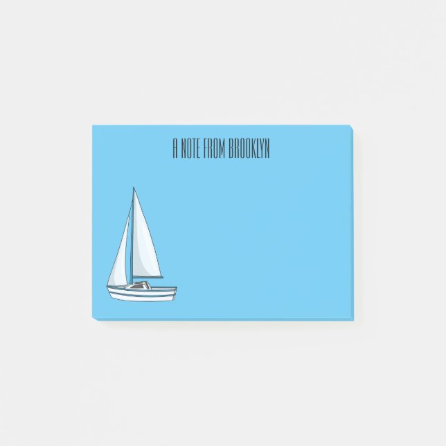 Sailboat cartoon illustration post-it notes (Front)