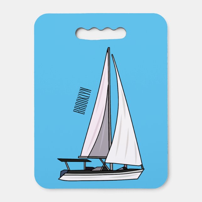 Sailboat cartoon illustration seat cushion (Front Vertical)