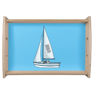Sailboat cartoon illustration  serving tray