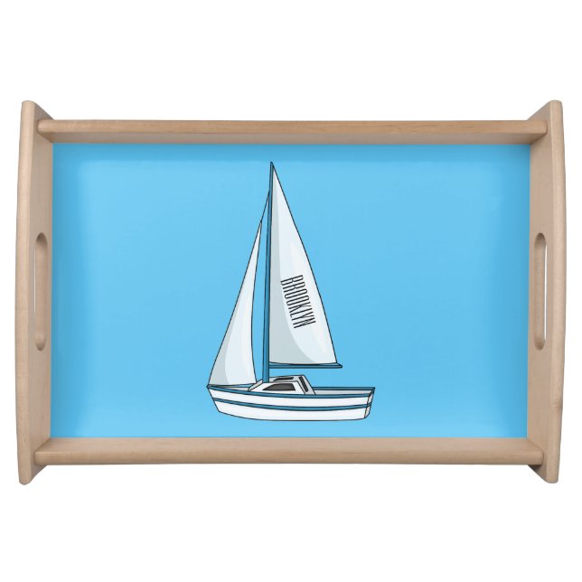 Sailboat cartoon illustration  serving tray (Front)