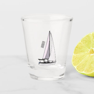 Sailboat cartoon illustration shot glass