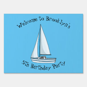 Sailboat cartoon illustration sign