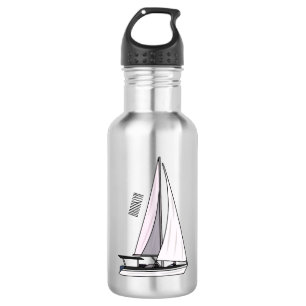 Sailboat cartoon illustration stainless steel water bottle