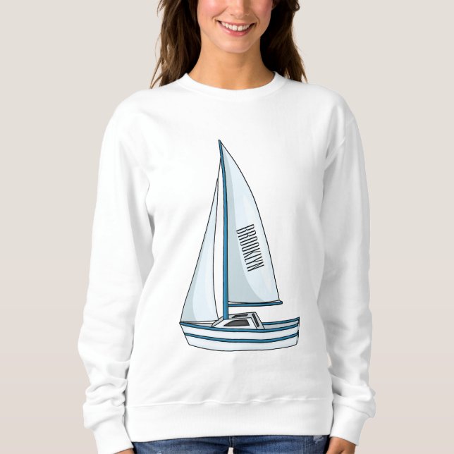 Sailboat cartoon illustration  sweatshirt (Front)