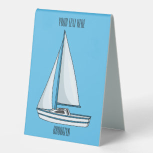Sailboat cartoon illustration table tent