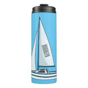 Sailboat cartoon illustration thermal tumbler