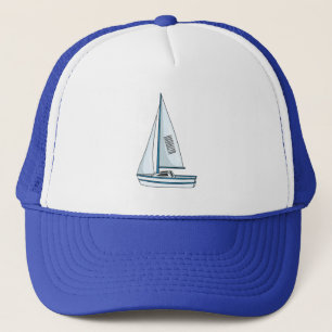 Sailboat cartoon illustration trucker hat
