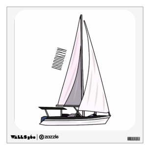 Sailboat cartoon illustration wall decal