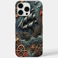 Sailboat Carving With Waves and Nautical Elements