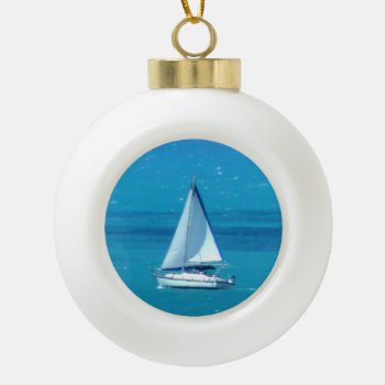 Sailboat Ceramic Ball Christmas Ornament by h2oWater at Zazzle