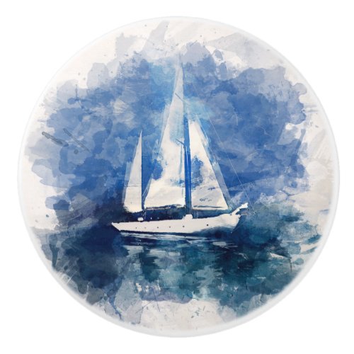 Sailboat Ceramic Knob