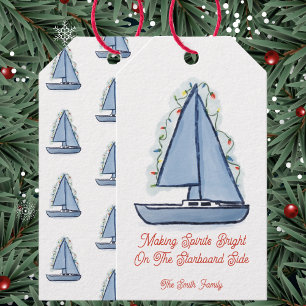 Sailboat Christmas Card Gift Tags