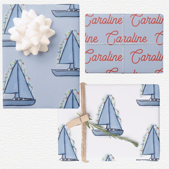 Sailboat Christmas  Wrapping Paper Sheets (Creator Uploaded)