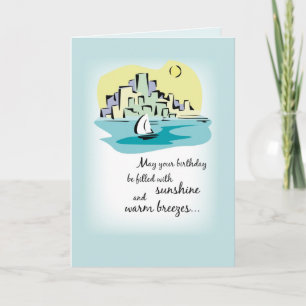 Sailboat City Birthday Card