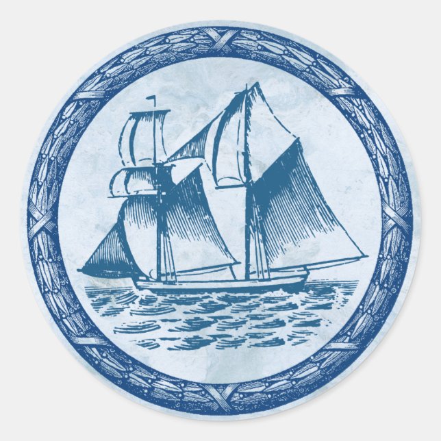 Sailboat Classic Round Sticker (Front)