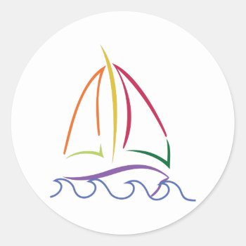 Sailboat Classic Round Sticker by Grandslam_Designs at Zazzle