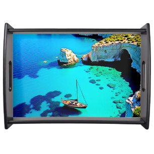 Sailboat Cliffside Sanctuary Art Serving Tray