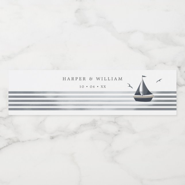 Sailboat coastal water bottle label (Single Label)