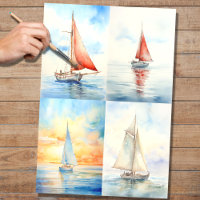 Sailboat Collage 1 Decoupage Paper