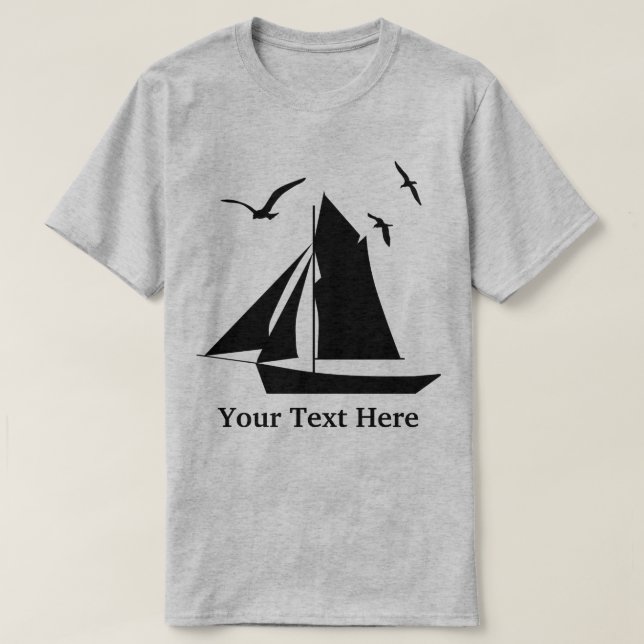 Sailboat Custom Basic Grey T-shirt (Design Front)