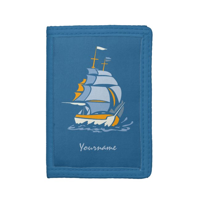 Sailboat custom monogram wallets (Front Vertical)