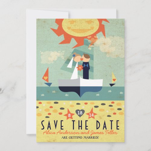 Sailboat Destination Wed Kissing Couple Save Date Save The Date