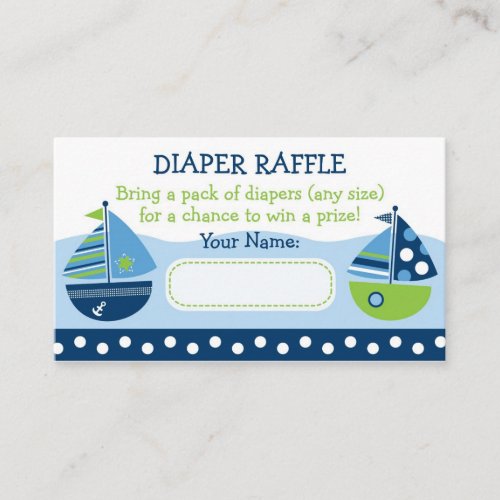 Sailboat Diaper Raffle Tickets Enclosure Card