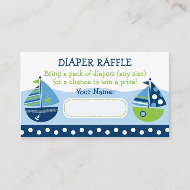 Sailboat Diaper Raffle Tickets Enclosure Card (Front)