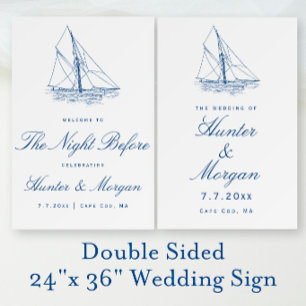 Sailboat Double Sided Rehearsal and Reception Sign