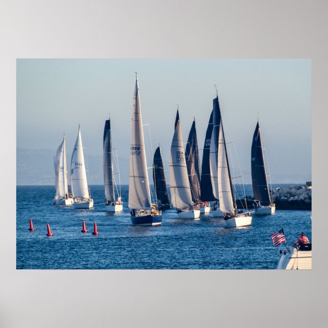 Sailboat Enter Main Channel - Marina Del Rey, CA Poster (Front)