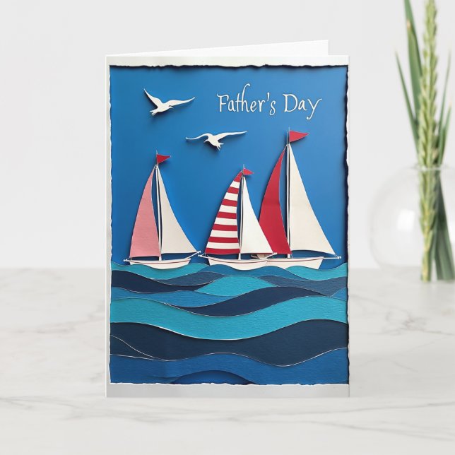 Sailboat Fathers Day Paper Art Card (Front)