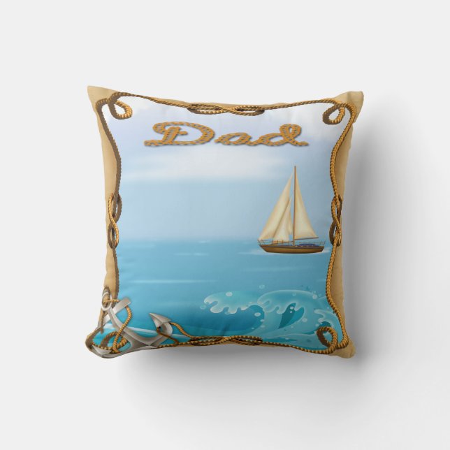 Sailboat Father's Day Throw Pillow (Front)