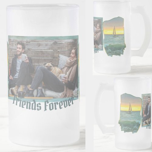 Sailboat Friends 0884 Frosted Glass Beer Mug