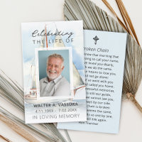 Sailboat Funeral Memorial Prayer Photo Card
