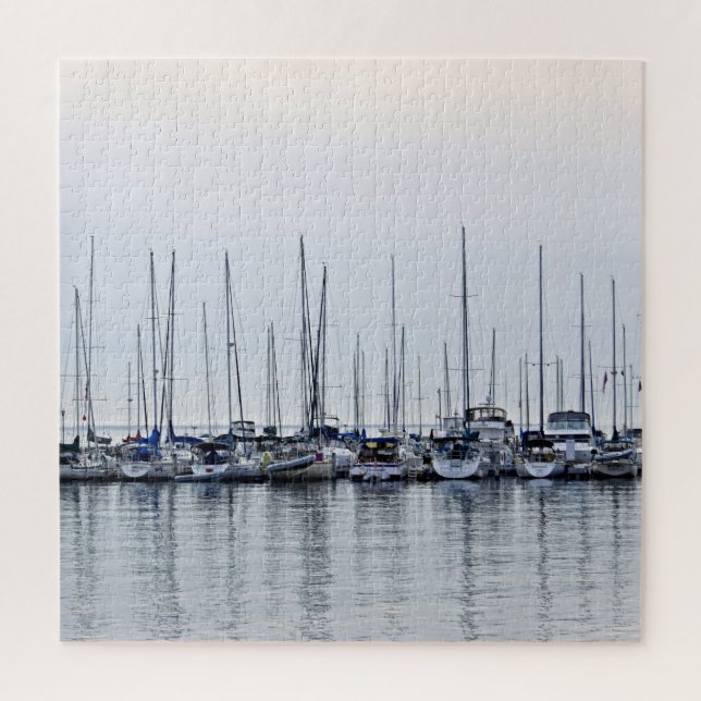 Sailboat Harbor Reflections - Bayfield, WI - 20x20 Jigsaw Puzzle (Vertical)