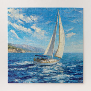 Sailboat Impasto Painting  Jigsaw Puzzle