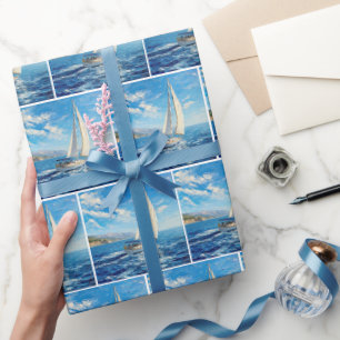 Sailboat Impasto Painting Wrapping Paper
