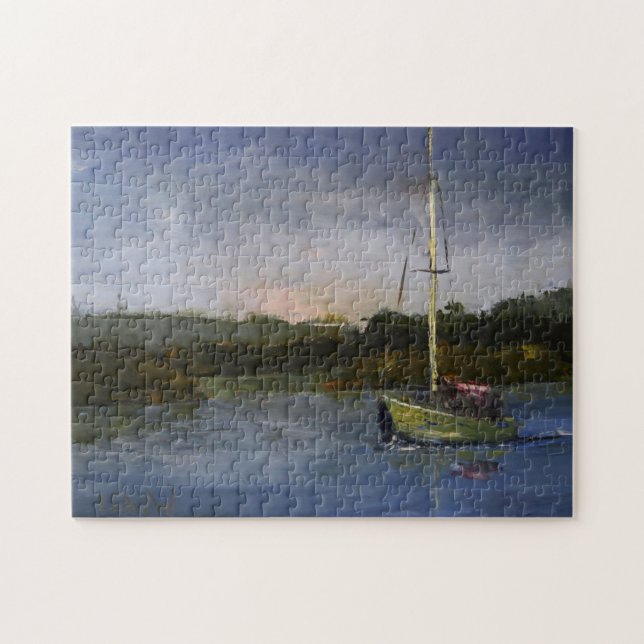Sailboat Impressionistic Original Art Challenging Jigsaw Puzzle (Horizontal)
