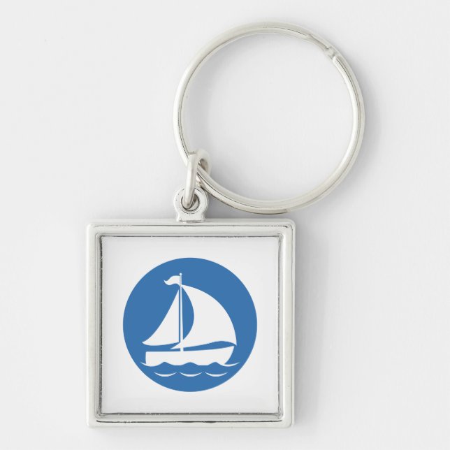 Sailboat in a Blue Circle Keychain (Front)