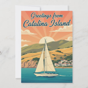 Sailboat in Avalon Catalina Island California Holiday Card