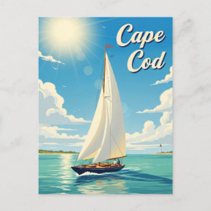 Sailboat in Cape Cod Massachusetts Travel Postcard