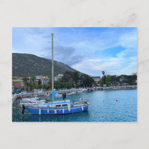 Sailboat In Harbor Corinth Greece Postcard
