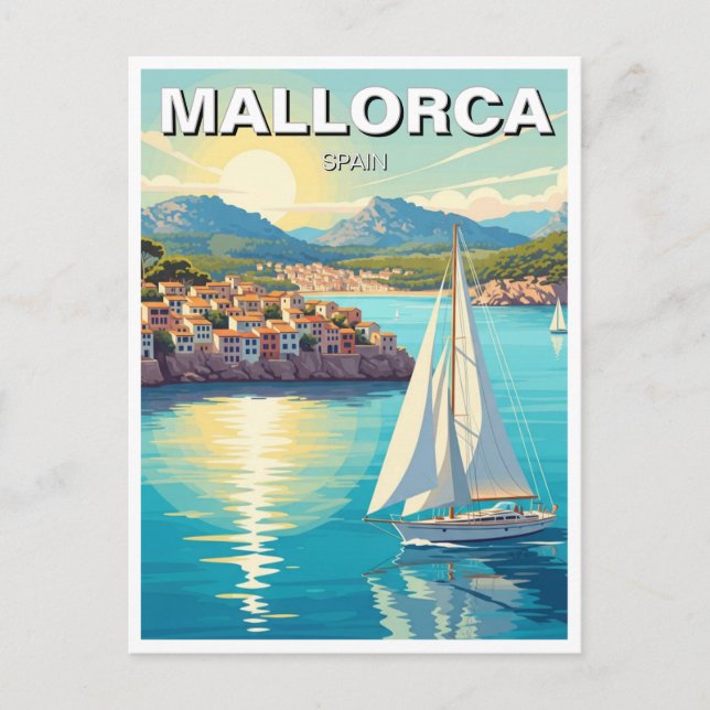 Sailboat in Mallorca Spain Travel Postcard (Front)
